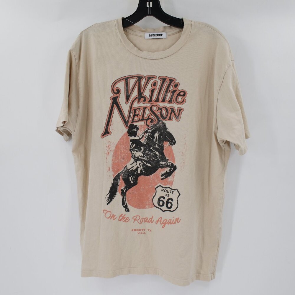 Daydreamer shirt womens XL Willie Nelson Route 66 graphic Tee in Sand crewneck